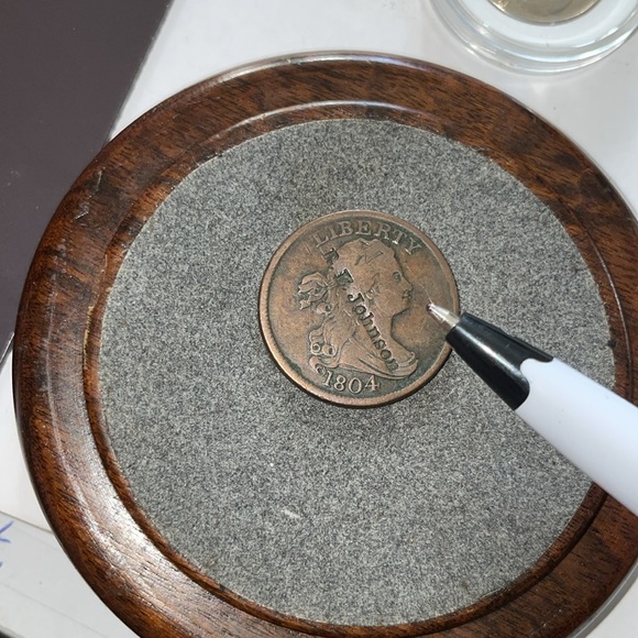 1804 Spiked Chin Half Cent. Stems, crosslet 4 with cud errors on the obverse. - Picture 8 of 10